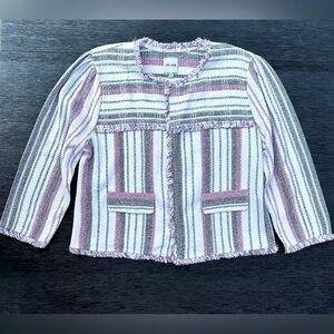 NIC+ZOE Dashing Days Striped Pink and Gray Jacket Size XXL Incredibly functional